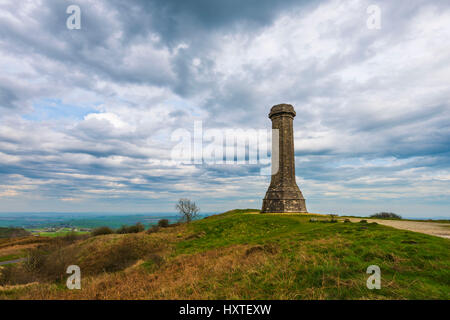 Hardy's Monument, Portesham, Dorset, UK. 30th Mar, 2017. UK Weather. Clouds building above Hardy's Monument near Portesham in Dorset on a day of sunny spells and warm temperatures. Hardy's Monument was built in the shape of a telescope to commemorate Vice-Admiral Sir Thomas Masterman Hardy who served with Admiral Nelson on HMS Victory. Photo Credit: Graham Hunt/Alamy Live News Stock Photo