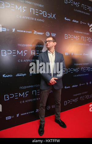 Moscow, Russia. 29th Mar, 2017. Actor Konstantin Khabensky at the premiere of Dmitry Kiselyov's film 'The First Time' film about the first ever spacewalk performed by Soviet cosmonaut Alexei Leonov at the KARO 11 Oktyabr Cinema. Credit: Victor Vytolskiy/Alamy Live News Stock Photo