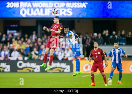 March 24, 2017: US defender Geoff Cameron (20) in action during the FIFA World Cup Qualifying game between the United States and Honduras at Avaya Stadium in San Jose, CA. The US defeated Honduras 6-0. Damon Tarver/Cal Sport Media Stock Photo