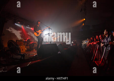 Keele, Staffordshire, UK. 30th March, 2017. Feeder perform live at Keele University in Staffordshire. Credit: Simon Newbury/Alamy Live News Stock Photo