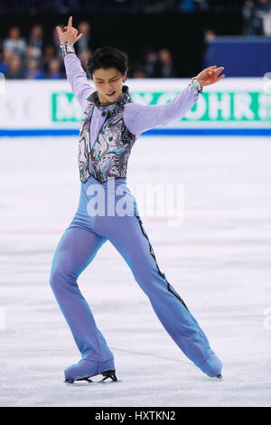 Yuzuru Hanyu (JPN),  MARCH 30, 2017 - Figure Skating : ISU World Figure Skating Championship  Mens Short Program  at Hartwall Arena in Helsinki, Finland.   (Photo by Sho Tamura/AFLO) Stock Photo