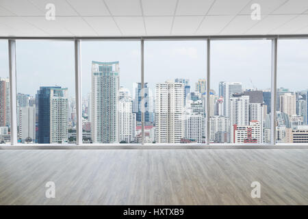 Interior space of modern empty office with city view background Stock Photo