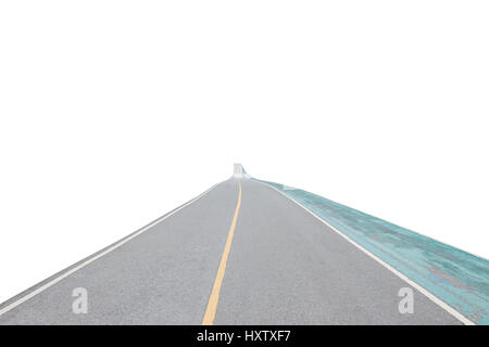 Asphalt road and exercise bike road isolated on white background with clipping path Stock Photo