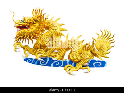 Golden dragon isolated on white background with clipping path Stock Photo