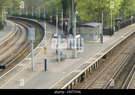 railroad junction and deserted platforms Stock Photo