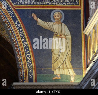Saint Peter mosaic in the basilica of Saint Paul Outside the Walls, Rome, Italy Stock Photo
