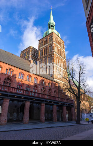 View of St. Nicholas' Church, Hanseatic City of Stralsund, Mecklenburg-Pomerania, Germany. Stock Photo