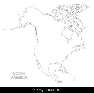 North America outline silhouette map with countries Stock Vector Image ...