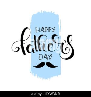 Happy Father's day brush pen handwritten lettering. Modern vector hand drawn calligraphy with brush texture isolated on white background Stock Vector