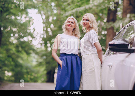 girls twins out Stock Photo