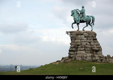 General view of the Copper Horse Statue, depicting King George III, in Windsor Great Park Stock Photo