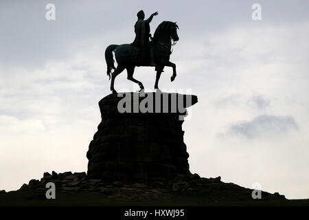 General view of the Copper Horse Statue, depicting King George III, in Windsor Great Park Stock Photo