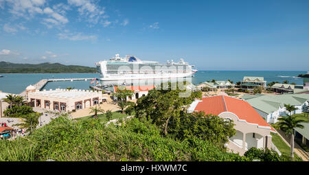 Cruise Ship Azura at Custom Built Amber Cove Cruise Resort and Shopping Centre in Caribbean Dominican Republic Stock Photo