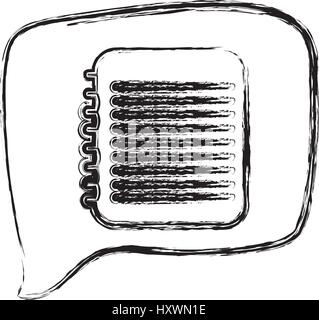 figure square chat bubble with notebook inside Stock Vector