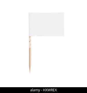 white paper flag. Ready for a Message. Isolated on white background.With clipping path Stock Photo
