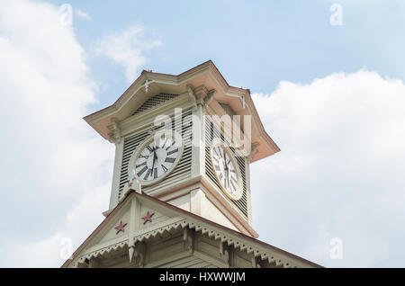 Sapporo clock tower and blue sky Stock Photo