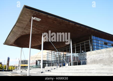 Cardiff, Wales, UK, September 14, 2016 :  The Senedd also known as the National Assembly Building is the home of the elected body Stock Photo