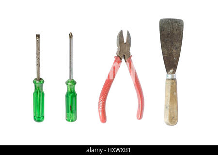 Old rust tools isolated on white background Stock Photo