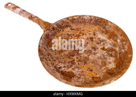 Old, rusty, cast-iron pan for baking cornbread sticks in the shape of corn  on the cob isolated against a white background Stock Photo - Alamy