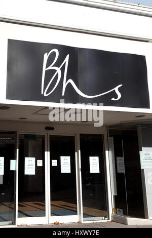 Carmarthen, Wales, UK, October 22, 2016 :  Closed down empty and bankrupt BHS department retail store in the city centre Stock Photo