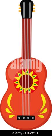 Cuatro guitar icon, flat style. Mexican musical instrument. Isolated on white background. Vector illustration, clip-art Stock Vector