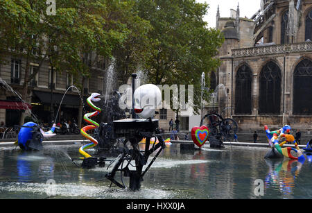 Stravinsky Fountain in Paris, France Stock Photo