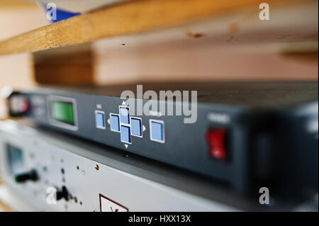 Electric frequency converter, motor speed controller, rework station. Stock Photo