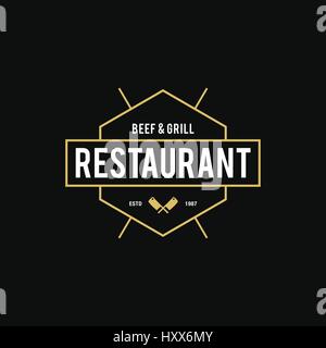 Vintage Restaurant and Cafe label design illustration Stock Vector