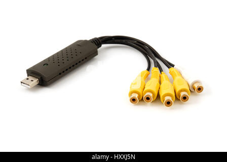 USB video audio capture adapter VHS to DVD hdd tv card on a white background Stock Photo
