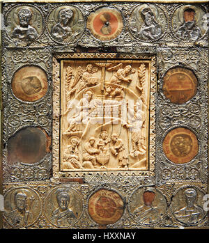 Medieval Christian relief Icon depicting scenes from the Nativity ...