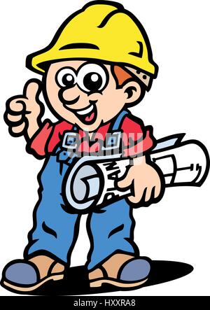 Happy Construction Workers. Vector Illustration. Stock Vector