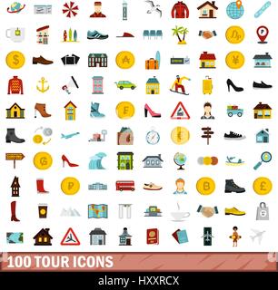 100 tour icons set, flat style Stock Vector Image & Art - Alamy