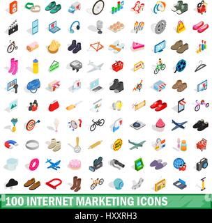 100 internet marketing icons set Stock Vector