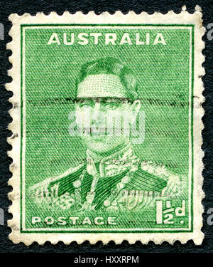 AUSTRALIA - CIRCA 1937: A used postage stamp from Australia, depicting a portrait of King George VI, circa 1937. Stock Photo