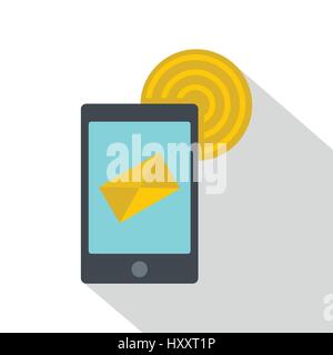 Smart phone sending email icon, flat style Stock Vector