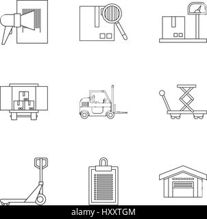 Store icons set, outline style Stock Vector