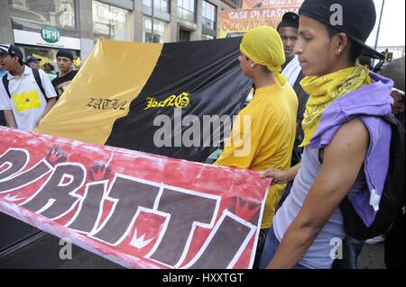 Milan (Italy), members of the group Latin Kings participate in a demonstration for immigrant rights Stock Photo