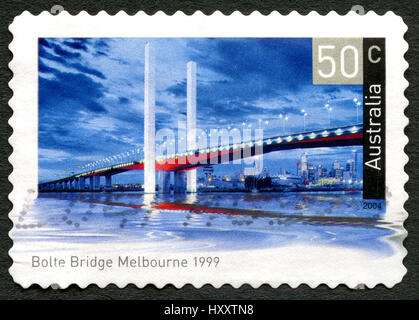 AUSTRALIA - CIRCA 2004: A used postage stamp from Australia, depicting an image of Bolte Bridge in Melbourne, Australia, circa 2004. Stock Photo