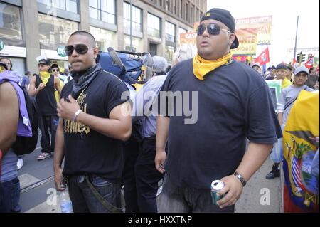 Milan (Italy), members of the group Latin Kings participate in a demonstration for immigrant rights Stock Photo