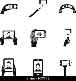 Selfie icons set, simple style Stock Vector