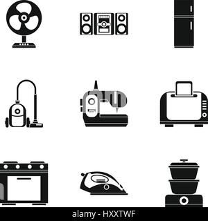 Devices for home icons set, simple style Stock Vector