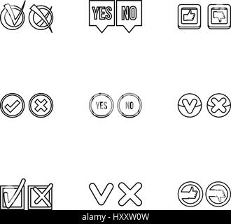 Choice icons set, outline style Stock Vector