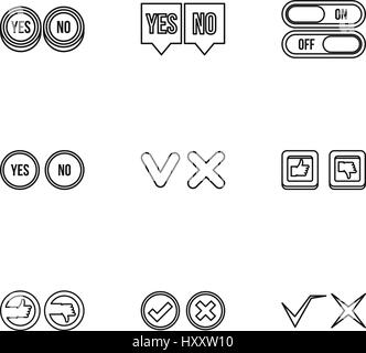 Click and selection icons set, outline style Stock Vector