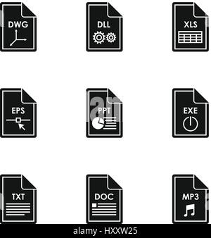 Files icons set, simple style Stock Vector