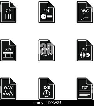 Types of files icons set, simple style Stock Vector Image & Art - Alamy