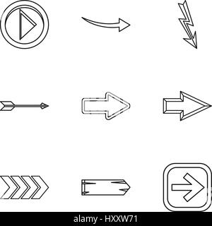 Cursor icons set, outline style Stock Vector