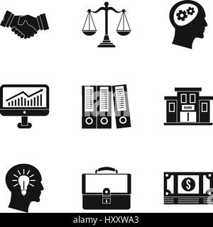 Firm icons set, simple style Stock Vector