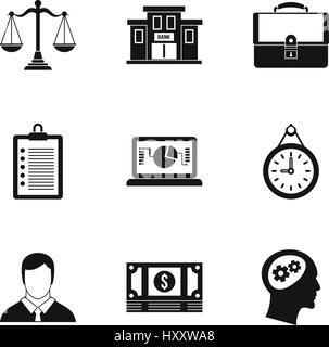 Office icons set, simple style Stock Vector