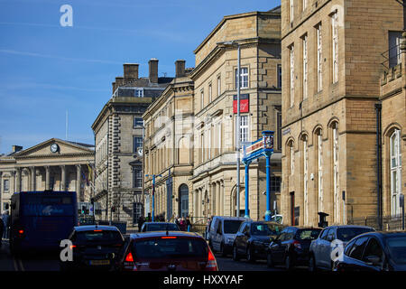 leading to the Railway Station, Northumberland Street, Huddersfield town centre a large market town metropolitan borough  Kirklees,  West Yorkshire, E Stock Photo