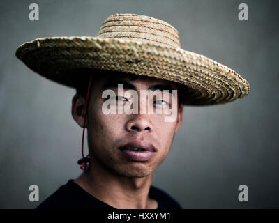 Mapopo Farmers in New Territories, Hong Kong.  Only seven square kilometres of farmland now exist in Hong Kong.  They are fighting government to keep. Stock Photo